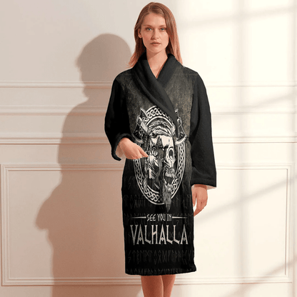 Bathrobe See You In Valhalla Viking Bath Robe