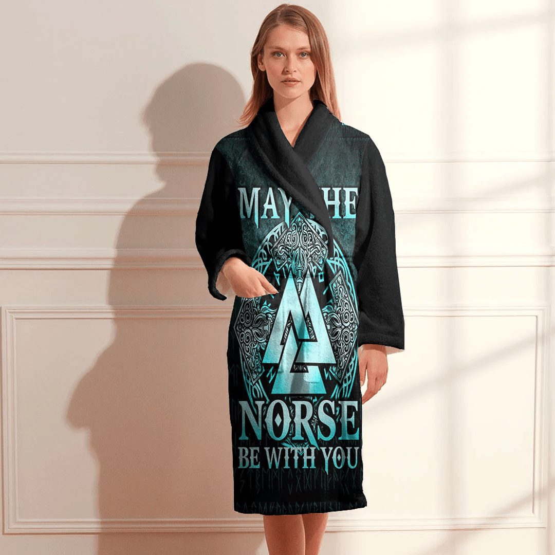 Bathrobe May The Norse Be With You Viking Cyan Bath Robe
