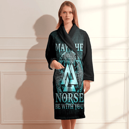 Bathrobe May The Norse Be With You Viking Cyan Bath Robe