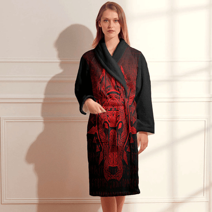 Bathrobe Vikings Garm Hellhound Red Bath Robe