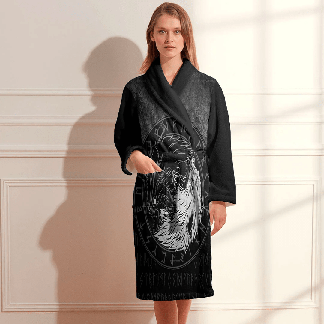 Bathrobe Sons Of Fenrir Skoll And Hati Ying Yang Wolf Bath Robe