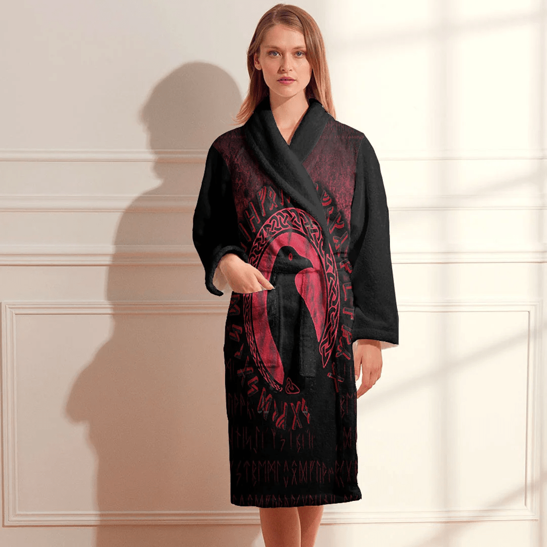 Bathrobe Odin Ravens Huginn ' Muninn Vegvisir Vikings Myth Bath Robe