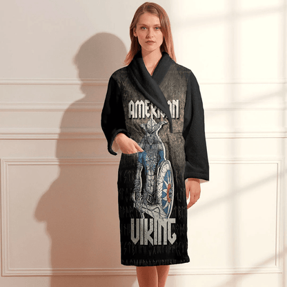 Bathrobe Warrior Viking Sword American Valhalla Norse Bath Robe