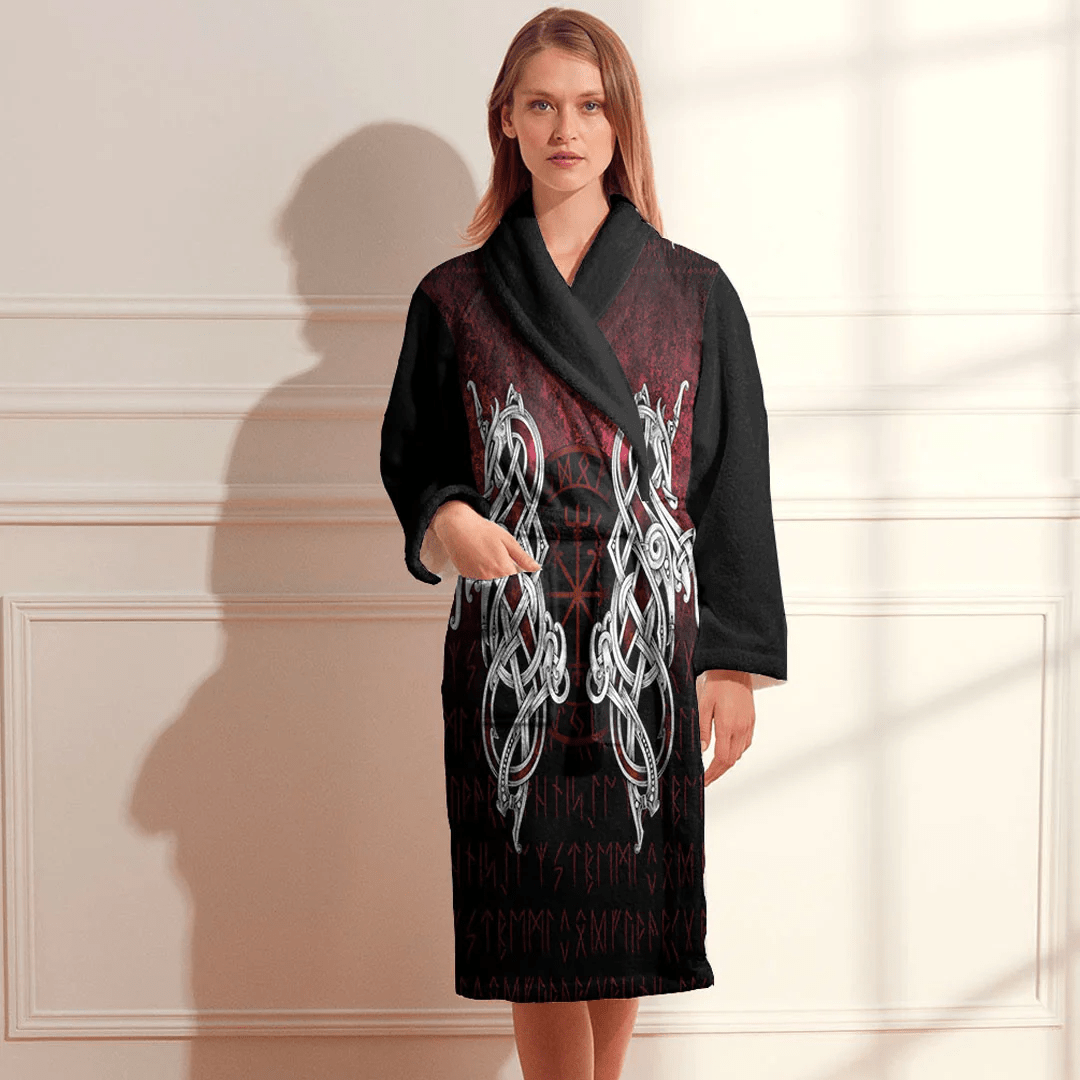 Bathrobe Nidhogg Viking Valhalla Vegvisir Bath Robe
