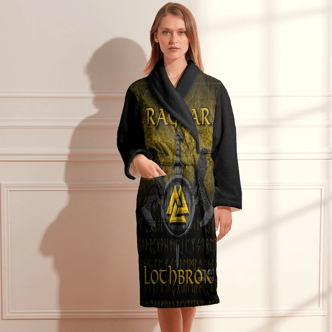 Bathrobe Ragnar Lothbrok Viking Warrior Gold Bath Robe