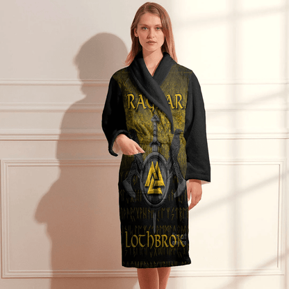 Bathrobe Ragnar Lothbrok Viking Warrior Gold Bath Robe