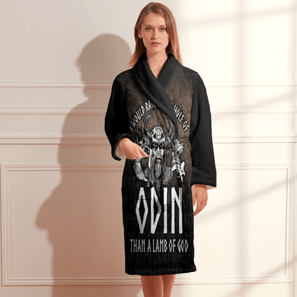 Bathrobe I Would Rather Be A Wolf Of Odin Than A Lamb Of God Bath Robe