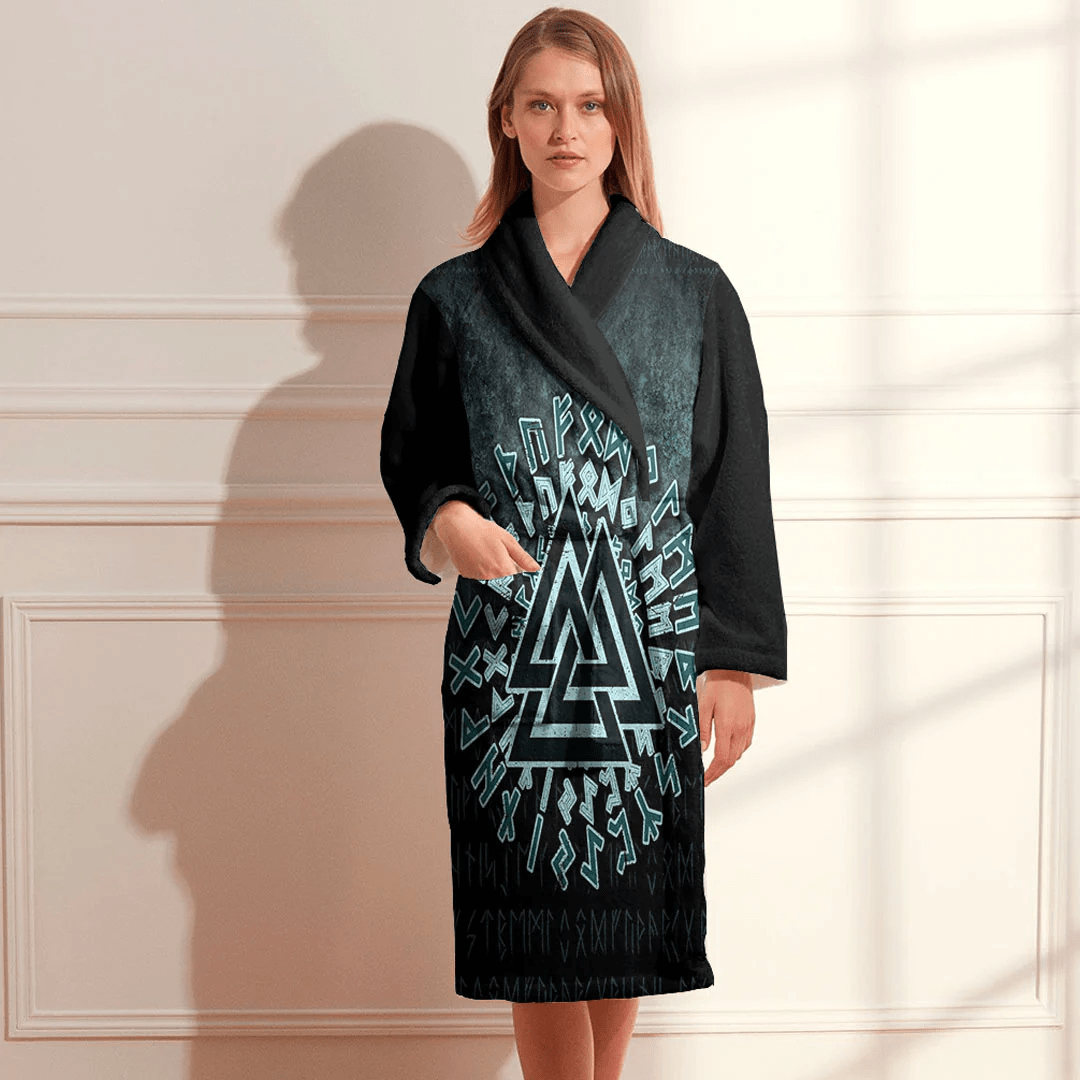 Bathrobe Valknut Viking Warrior Symbol Triangle Bath Robe