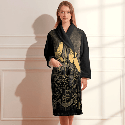 Bathrobe Norse Mythology Spear Of Odin Gungnir Runes Geri Freki Huginn Muninn Bath Robe