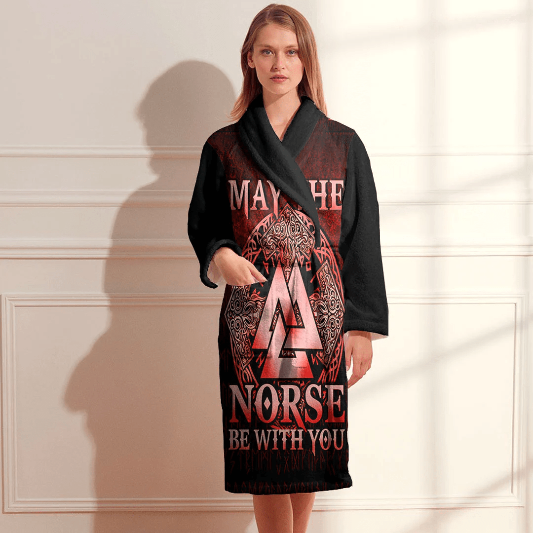 Bathrobe May The Norse Be With You Viking Red Bath Robe