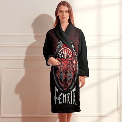 Bathrobe Fenrir Wolf Runes Norse Vikings Bath Robe