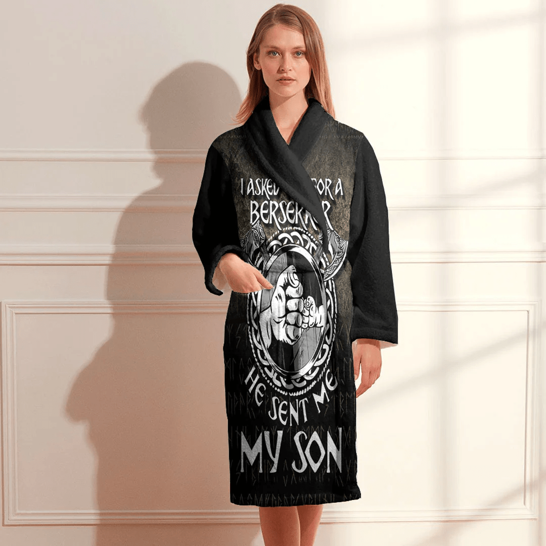 Bathrobe Viking Dad I Asked Odin For A Berserker He Sent Me My Son Bath Robe