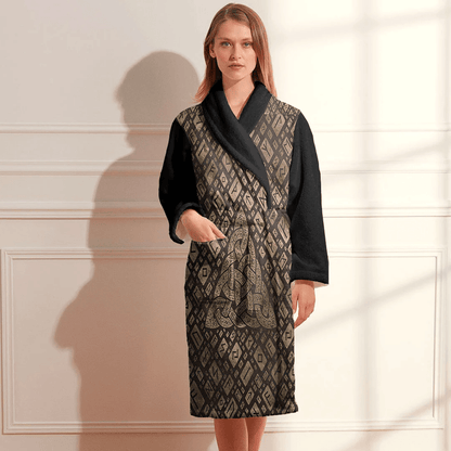 Bathrobe Triquetra And Runic Alphabet Wood And Gold Bath Robe