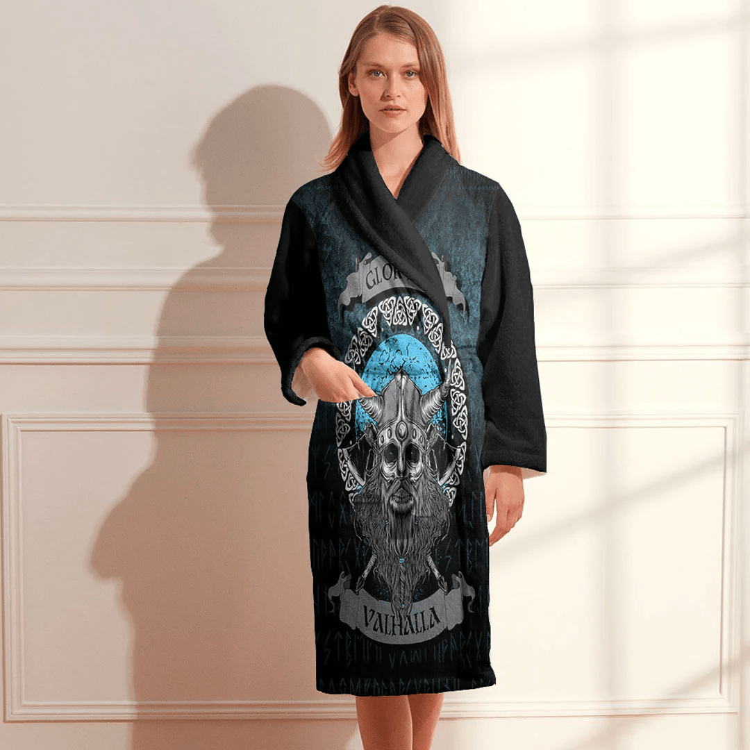 Bathrobe Glory Or Valhalla Viking Skull Bath Robe