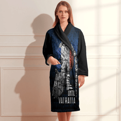 Bathrobe Until Valhalla Viking Skull French Flag Bath Robe
