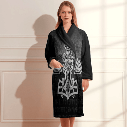 Bathrobe Mjolnir And Valknut Bath Robe