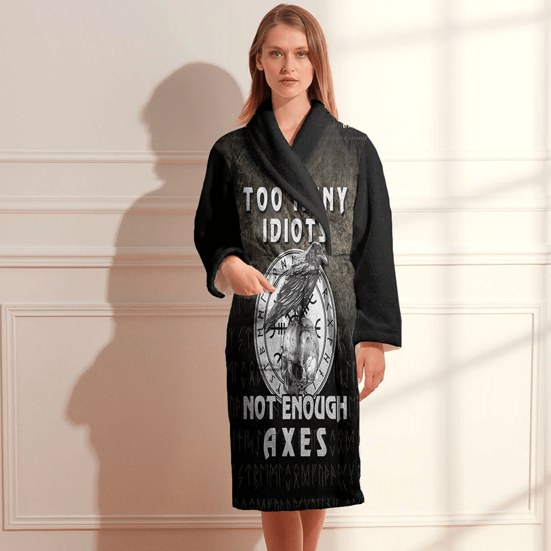 Bathrobe Too Many Idiots Not Enough Axes Viking Bath Robe