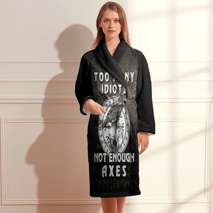 Bathrobe Too Many Idiots Not Enough Axes Viking Bath Robe