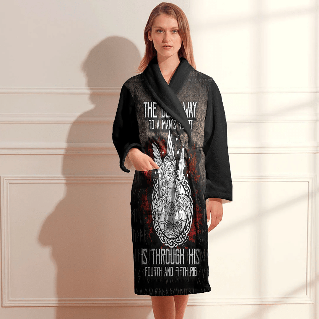 Bathrobe Viking Valkyrie The Best Way To A Man'S Heart Bath Robe