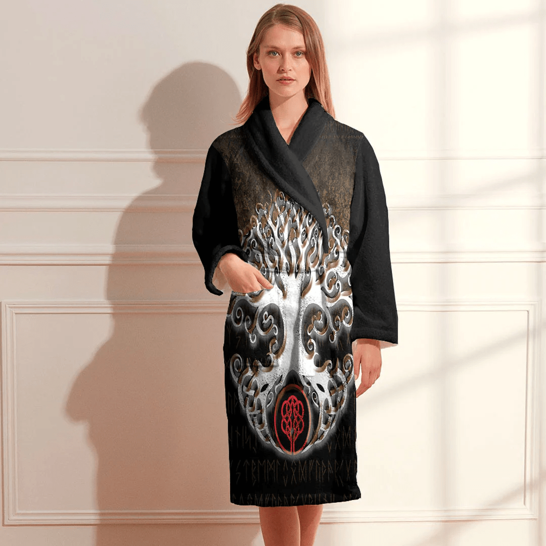 Bathrobe Viking Yggdrasil Symbol Sacred Tree Norse Mythology Bath Robe