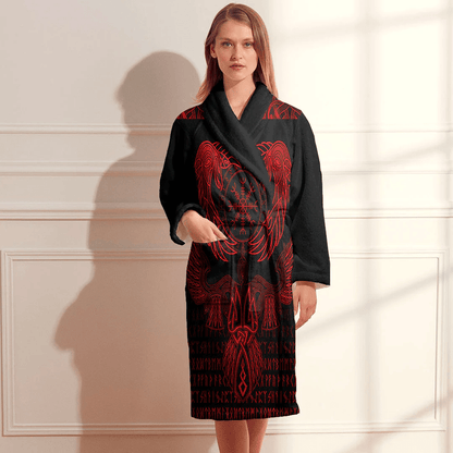 Bathrobe Raven Of Odin Red Bath Robe