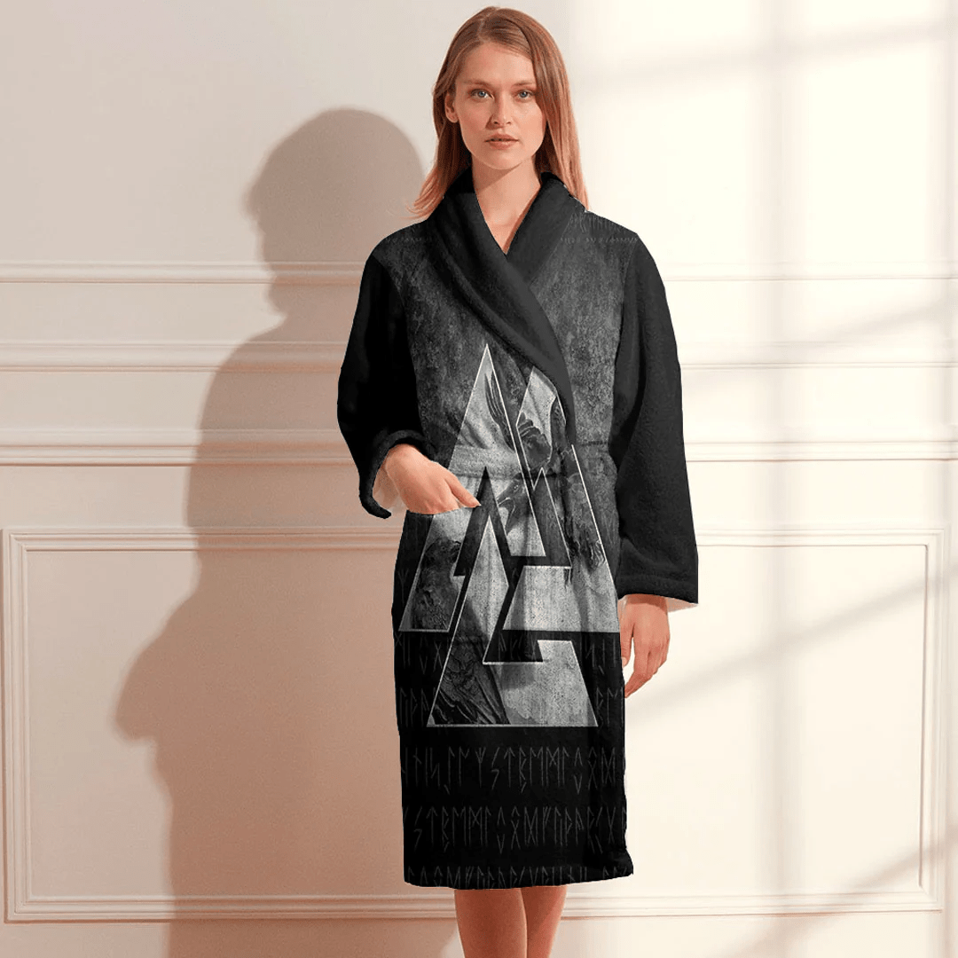 Bathrobe Huginn Muninn Ravens From Odin Viking Bath Robe