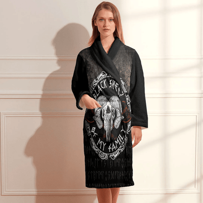 Bathrobe Viking Black Sheep Skull Axe Bath Robe