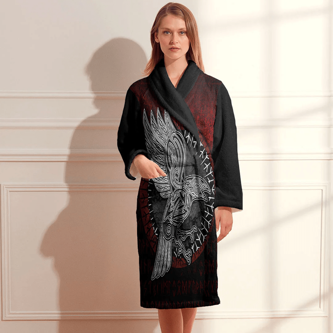 Bathrobe Viking Raven Hugin Munin Bath Robe