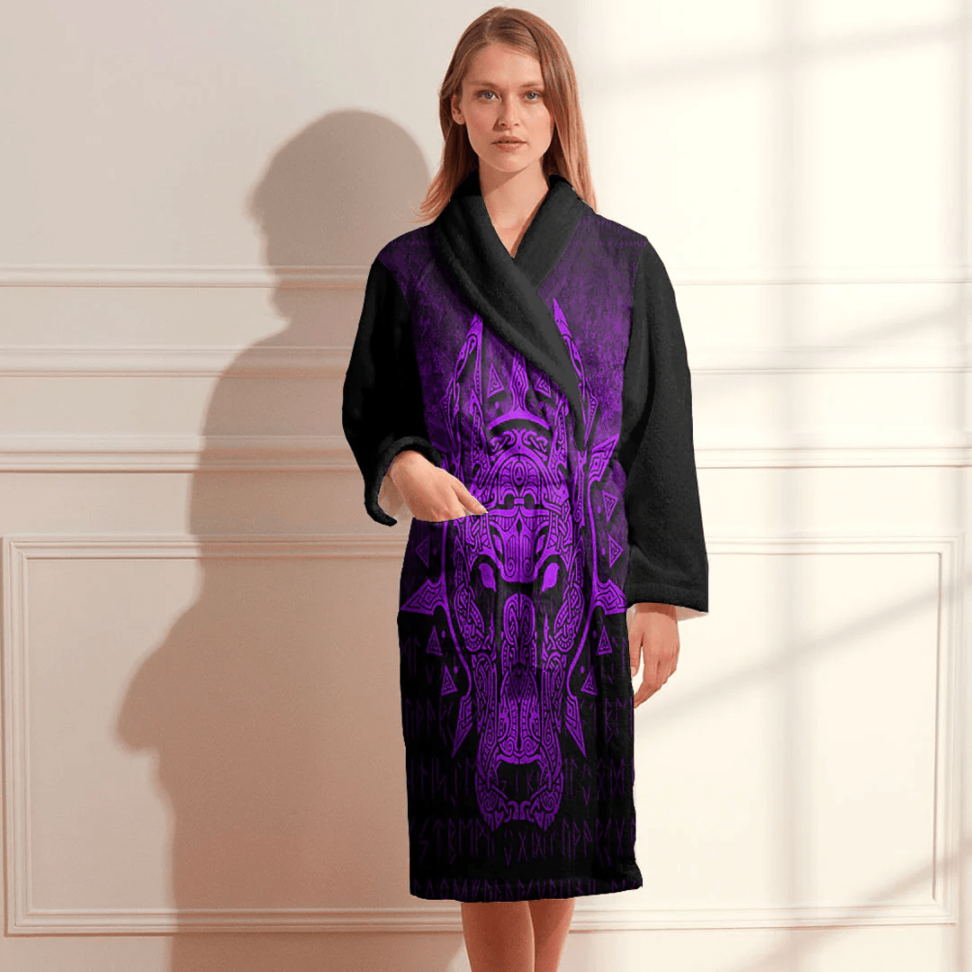 Bathrobe Vikings Garm Hellhound Purple Bath Robe