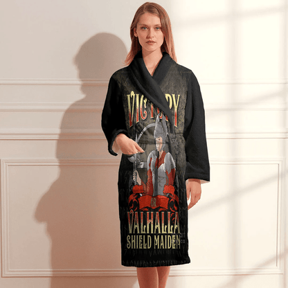 Bathrobe Cute Victory Or Valhalla Shield Maiden Norse Viking Warrior Bath Robe