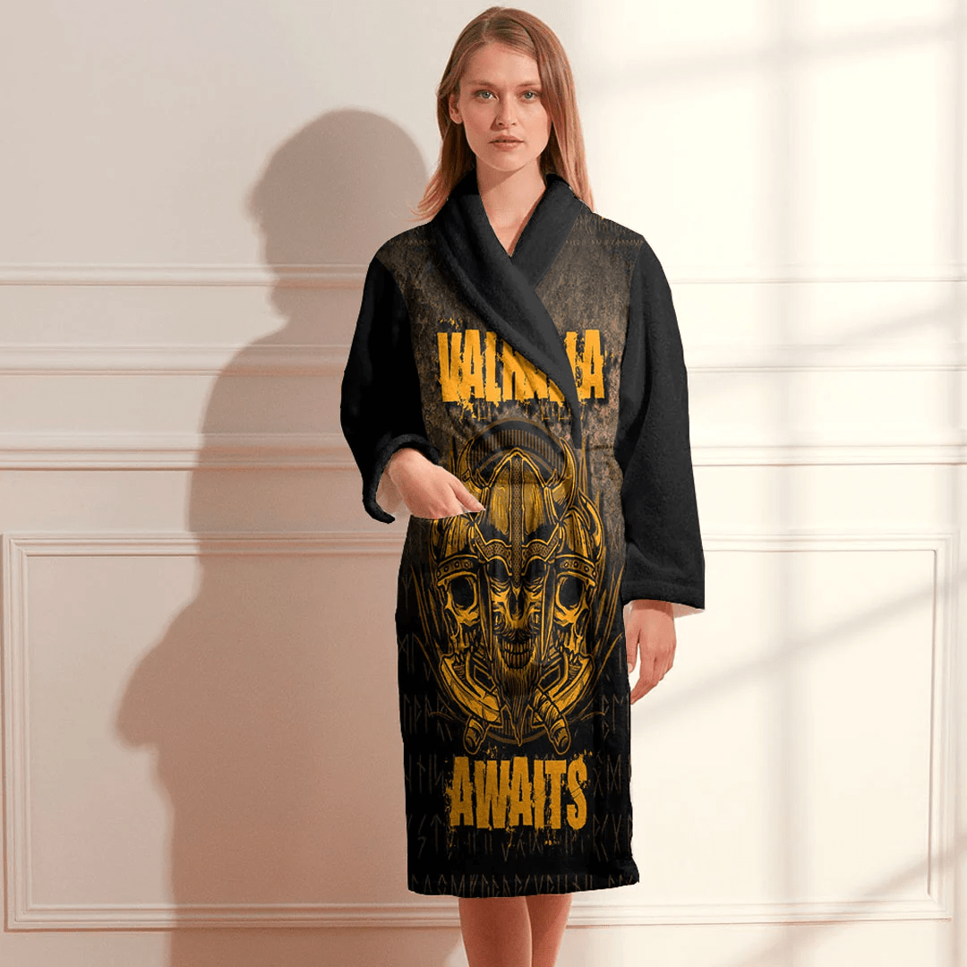 Bathrobe Valhalla Awaits Warrior Bath Robe