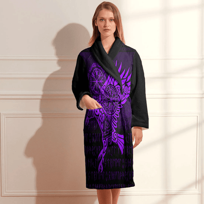 Bathrobe Raven Vegvisir Tattoo Purple Bath Robe
