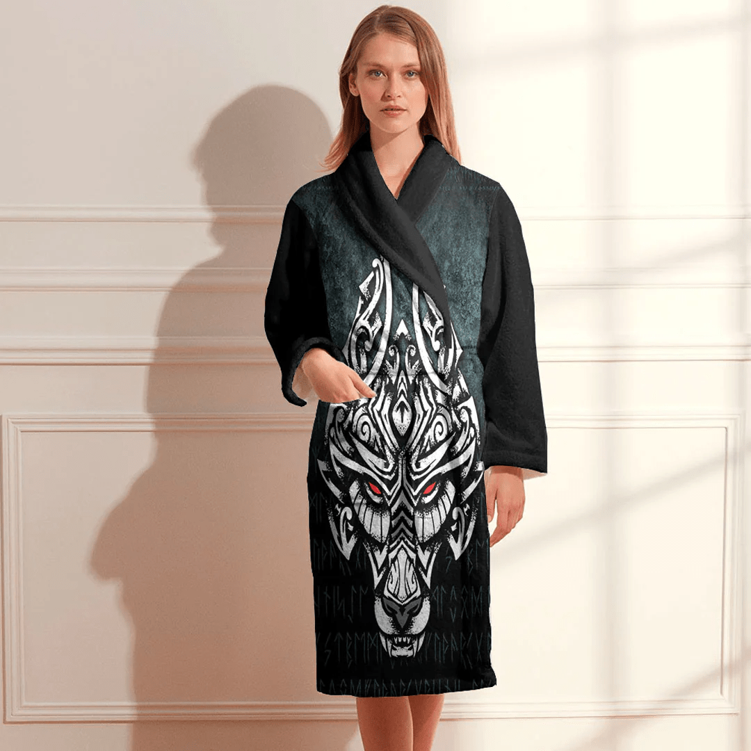 Bathrobe Viking Symbol Fenrir Wolf Son Of Loki Bath Robe
