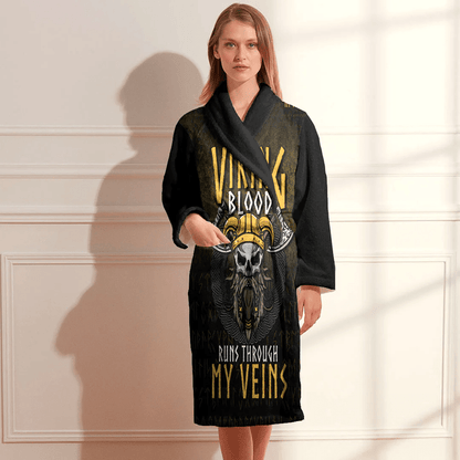 Bathrobe Viking Blood Runs Through My Veins Bath Robe
