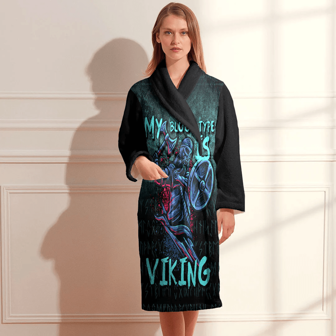 Bathrobe Blood Type Viking Axe Warrior Valhalla Bath Robe