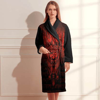 Bathrobe Viking Odin Allfather In Asgard Red Bath Robe