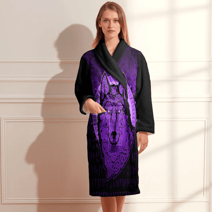 Bathrobe Vikings Northern Wolf Purple Bath Robe
