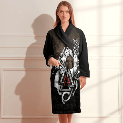 Bathrobe Viking Jormungandr Raven Midgard Serpent Child Of Loki Bath Robe