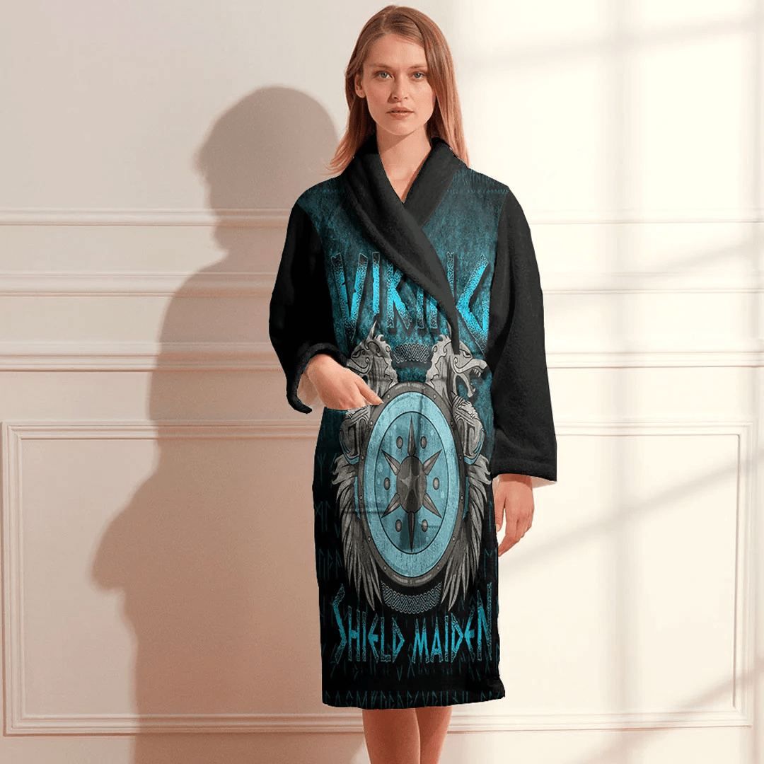 Bathrobe Viking Shield Maiden Female Norse Bath Robe