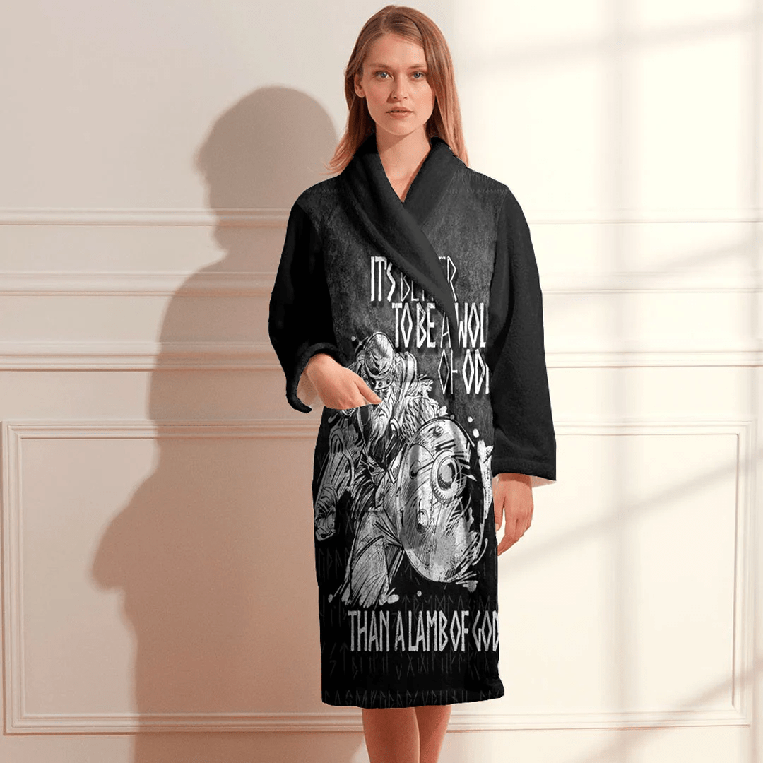 Bathrobe Viking Valhalla Odin It's Better To Be A Wolf Bath Robe