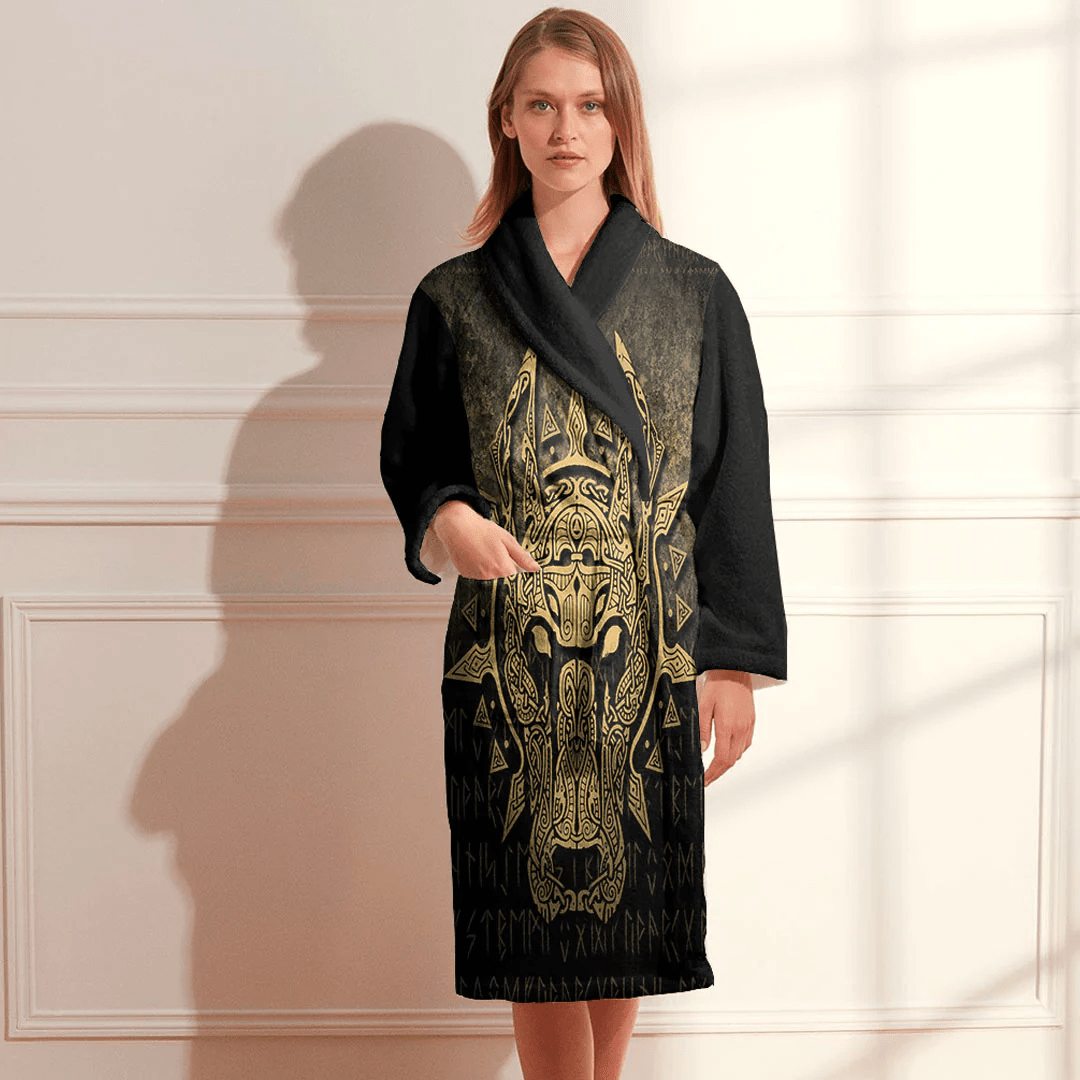 Bathrobe Vikings Garm Hellhound Gold Bath Robe