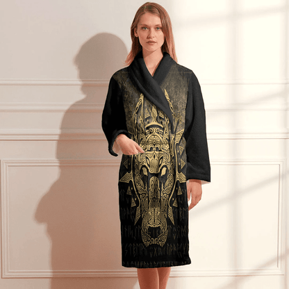 Bathrobe Vikings Garm Hellhound Gold Bath Robe