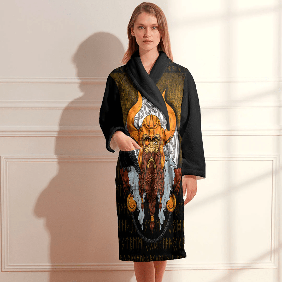 Bathrobe Viking God Odin Raven Warrior Valhalla Valknut Bath Robe