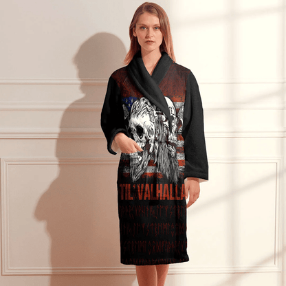 Bathrobe Viking Us Flag' Til Valhalla Bath Robe