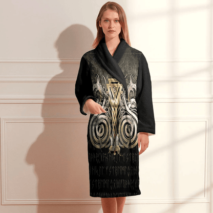 Bathrobe Viking Gold Dragon Valknut Bath Robe