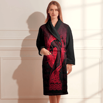 Bathrobe Vikings Drakkar Red Bath Robe