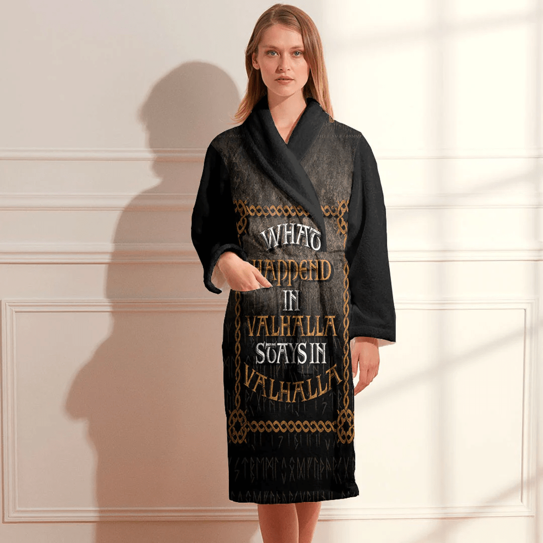 Bathrobe What Happen In Valhalla Stays In Valhalla Vikings Bath Robe