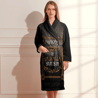 Bathrobe What Happen In Valhalla Stays In Valhalla Vikings Bath Robe