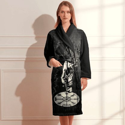 Bathrobe Valhalla Skull Ravens Bath Robe