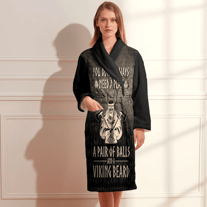 Bathrobe Viking Bearded Warrior Valhalla Axe Norse Bath Robe